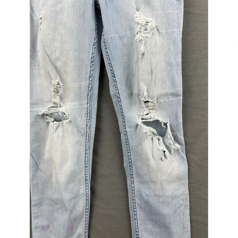 Hollister Jeans Womens 7R 28x30 Low Rise Super Skinny Light Wash Distressed Good